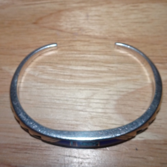 Native Lapis~Turquoise~Red Coral Sterling Bracelet - Picture 3 of 8